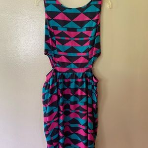 one clothing Pink/Blue Tank Top Midi Dress.